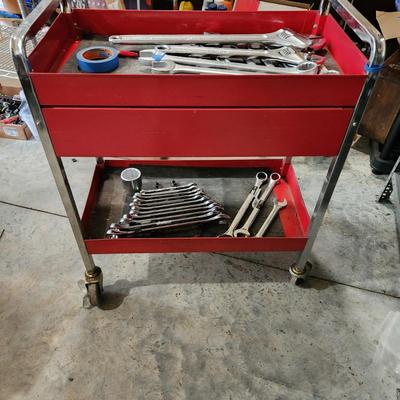 Red Utility Cart Work Station w Drawer on Caster 29x16x36