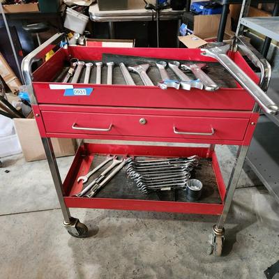 Red Utility Cart Work Station w Drawer on Caster 29x16x36