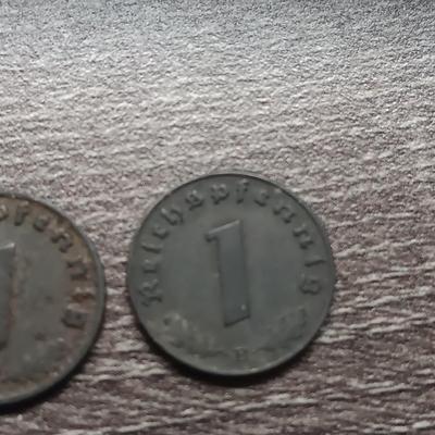TWO 1943 AND 1941 ONE REICH PFENNIGS