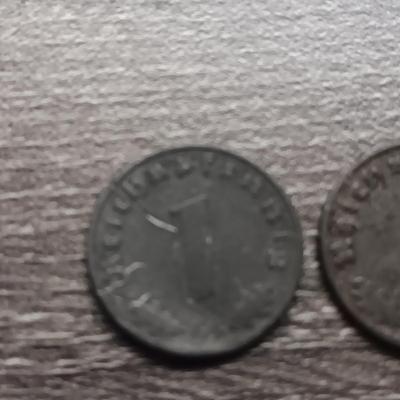 TWO 1943 AND 1941 ONE REICH PFENNIGS