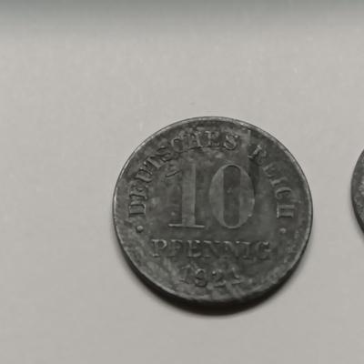 1921 TEN PFENNIG & 1943 ONE REICH PFENNIG