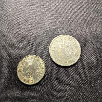 1940 TEN PFENNIG & 1942 ONE REICH PFENNIG