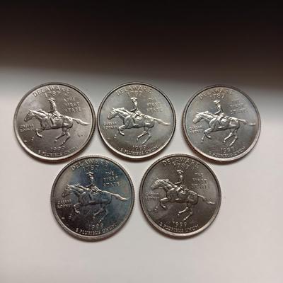 FIVE 1999 DELAWARE STATE QUARTERS