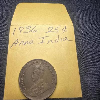 1936 ONE QUARTER ANNA INDIA