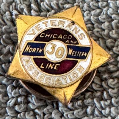 Chicago and Northwestern (C&NW) Line Veterans Association service pin, specifically commemorating 30 years
