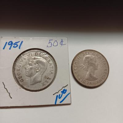 1951 & 1958 CANADA 50 CENTS
