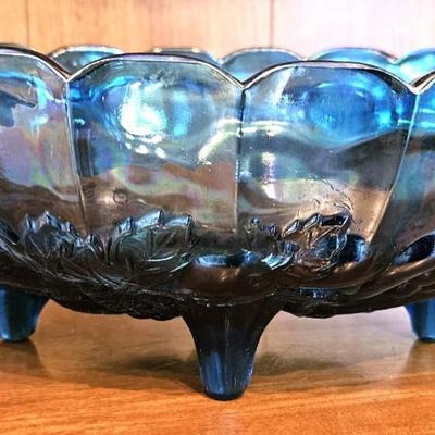 Vintage Blue Carnival Indiana Glass Bowl