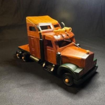 HANDCRAFTED WOODEN SEMI TRUCK AND CAB