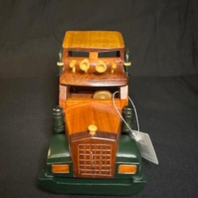 HANDCRAFTED WOODEN SEMI TRAILER AND CAB