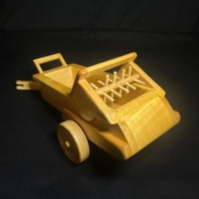 HANDCRAFTED WOODEN TRACTOR AND IMPLEMENT
