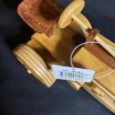 1 MORE HANDCRAFTED WOODEN TRACTOR AND IMPLEMENT
