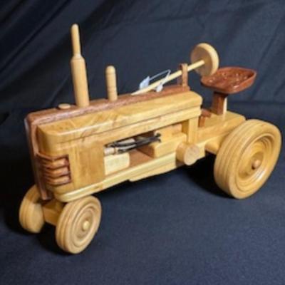 1 MORE HANDCRAFTED WOODEN TRACTOR AND IMPLEMENT