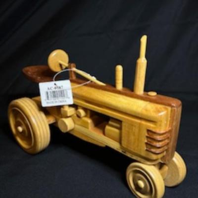 1 MORE HANDCRAFTED WOODEN TRACTOR AND IMPLEMENT