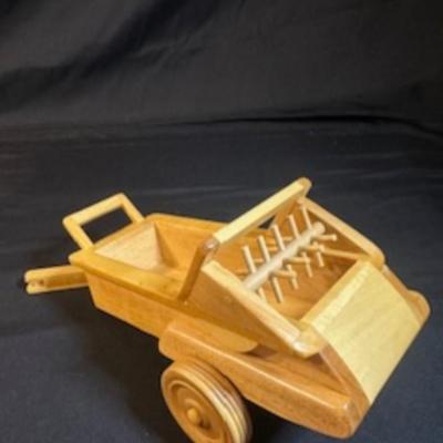 1 MORE HANDCRAFTED WOODEN TRACTOR AND IMPLEMENT