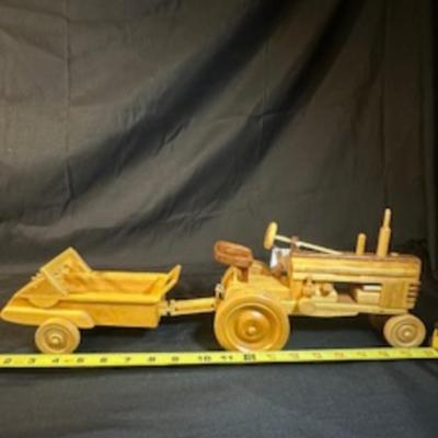 1 MORE HANDCRAFTED WOODEN TRACTOR AND IMPLEMENT