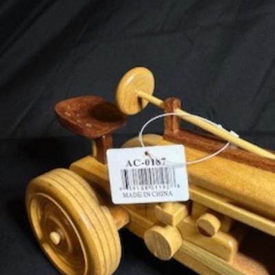 1 MORE HANDCRAFTED WOODEN TRACTOR AND IMPLEMENT