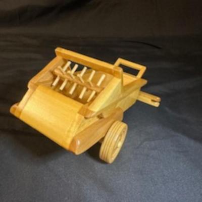 HANDCRAFTED WOODEN TRACTOR AND IMPLEMENT