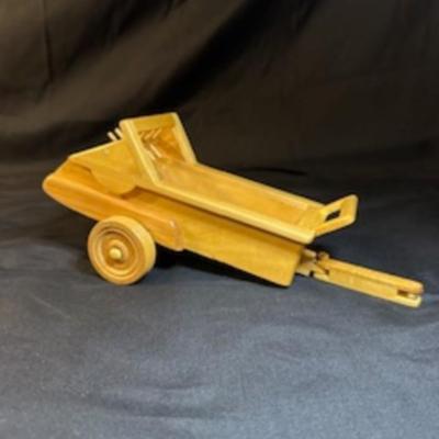 HANDCRAFTED WOODEN TRACTOR AND IMPLEMENT