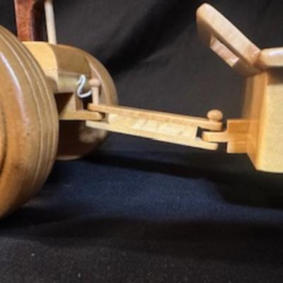 HANDCRAFTED WOODEN TRACTOR AND IMPLEMENT
