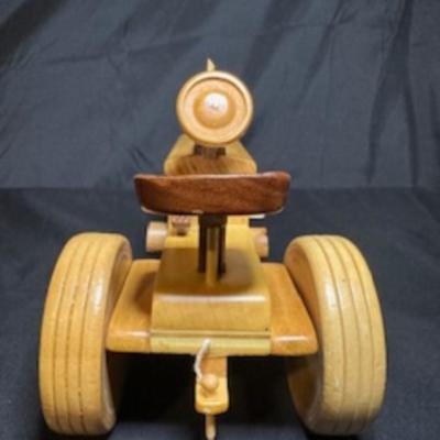 HANDCRAFTED WOODEN TRACTOR AND IMPLEMENT