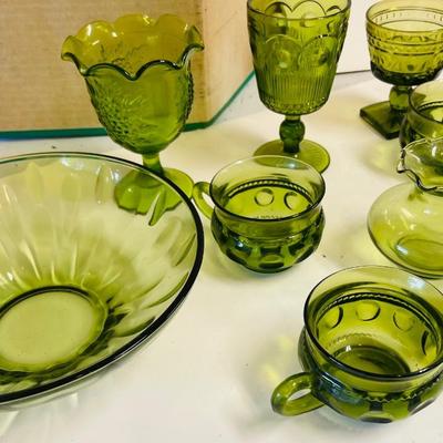 Vintage Green Glassware