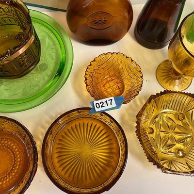 Vintage Amber/Green Colored Glassware