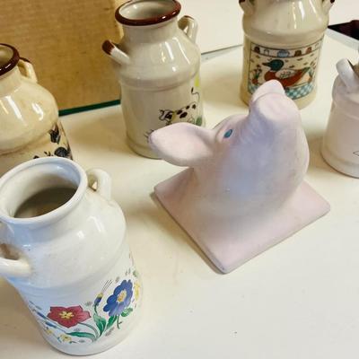 Vintage Ceramic Milk Jugs / Pig