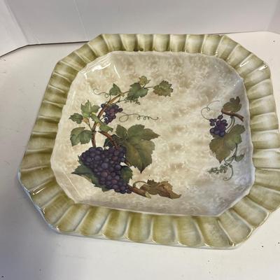 Vintage Ceramic Serving Platter, Hand Painted Made in Italy.