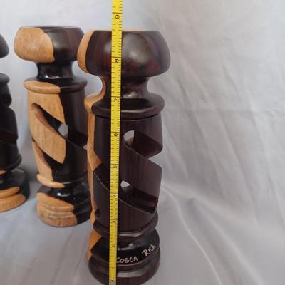 Sale Photo Thumbnail #2: 5 Costa Rican wooden candlestick holders
