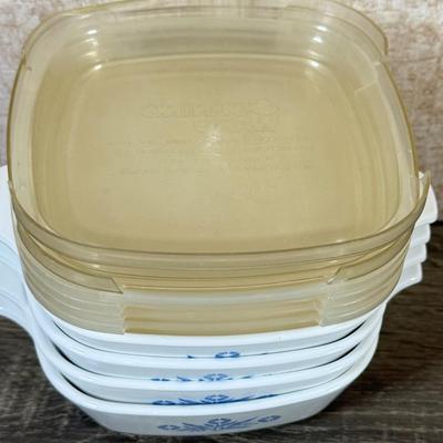 LOT 162K: Vintage Corningware Baking Dishes: Blue Cornflower & Pastel Bouquet
