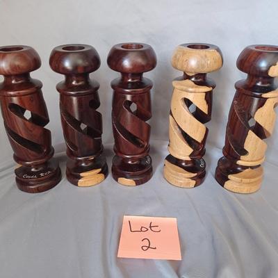 Sale Photo Thumbnail #9: 5 Wooden Costa Rican Candle Holders