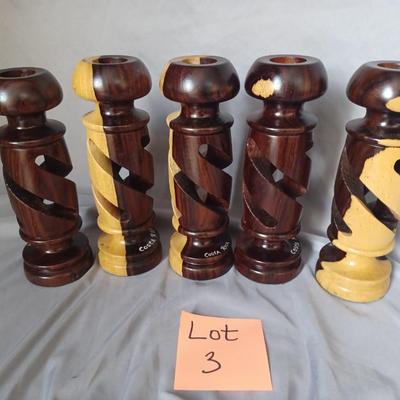 Sale Photo Thumbnail #13: 5 wooden Costa Rican candle holders