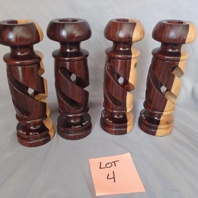 Sale Photo Thumbnail #17: 4 Costa Rican Wooden Candle Holders
