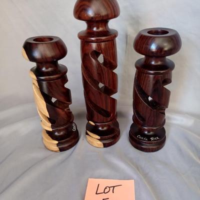Sale Photo Thumbnail #22: 4 Wooden Costa Rican Wooden Candle Holders