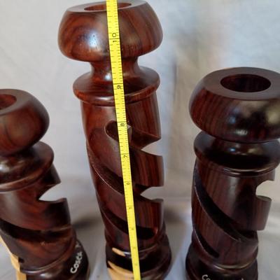 Sale Photo Thumbnail #18: 4 Wooden Costa Rican Wooden Candle Holders