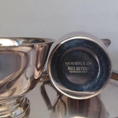 Sale Photo Thumbnail #30: Paul Revere silver Creamer and sugar bowl set with a Gorham Silver basket