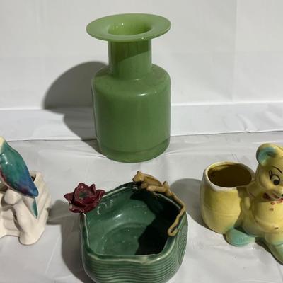Vintage glass flower vase, ceramic planters