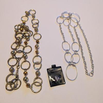 20" Costume Gold & 18" Costume Silver Tone Necklaces & Rhinestones #9