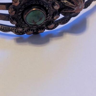 Vintage Sterling Fred Harvey Era Style Turquoise Cuff Bracelet Unmarked #6