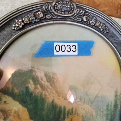 Vintage Convex Framed Art Moose Wilderness