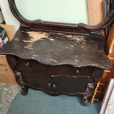 Antique Dresser w Beveled Vanity Mirror