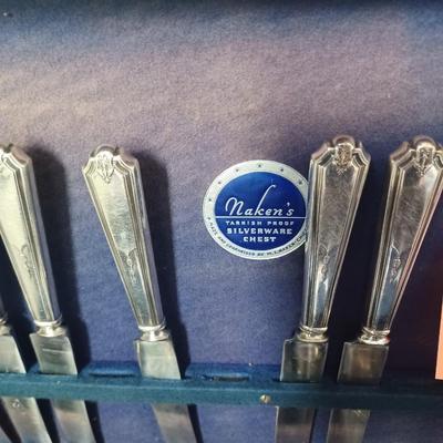 Sale Photo Thumbnail #85: Gorham 1923 Nakens stainless silverware set in original box