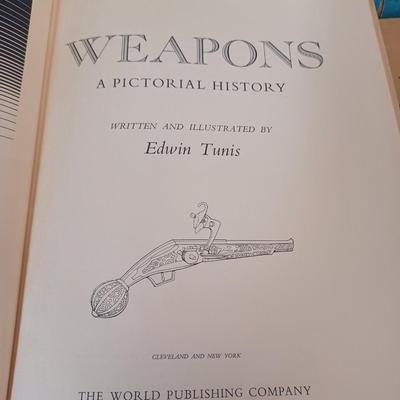 Sale Photo Thumbnail #103: Vintage Books: owned by Fred Bear:
 A Treasury of African Hunting by Peter Barrett 
Weapons by Edwin Tunis 
Triggernometry by Eugene Cunnigham Ed McGiverns Book on Fast and Fancy Revolver shooting 
Hell on Ice by Commander Edward Ellsbeeg 
Shots at Whitet