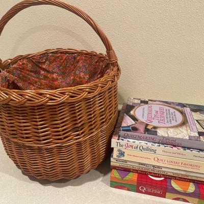 Hardcover quilting books with fun lined basket