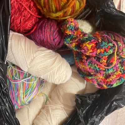Black bag full of yarn