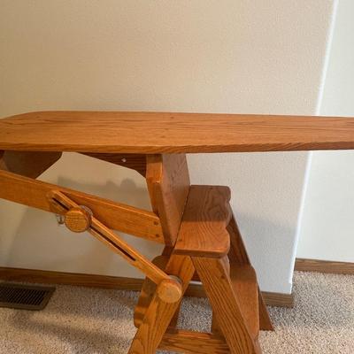 Wood multi purpose step ladder, iron and seat