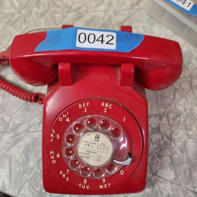 Vintage Red Northen Telecom Rotary Dial Desk Telephone Retro MCM Mid Century Phone 591
