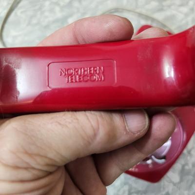 Vintage Red Northen Telecom Rotary Dial Desk Telephone Retro MCM Mid Century Phone 591