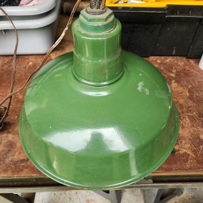 Vintage Industrial 14.5" Porcelain Green Hanging Ceiling Light Lamp