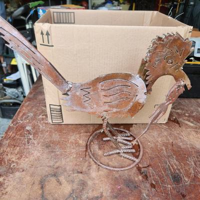 Yard Art Metal Bird with It's Catch Roadrunner